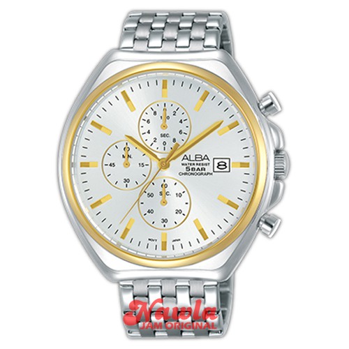 Alba Quartz AM3474X1 Chronograph Silver Dial - Jam Tangan Pria AM3474