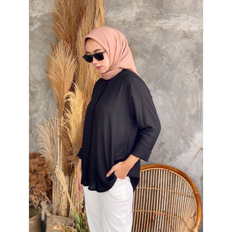 Kemeja Wanita Maudy Shirt Oversized LD 115 TERMURAH !!!-Hitam