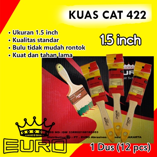 Kuas Cat Kayu tembok Tangan 422 Euro Berkualitas Terlengkap Original 1&quot; 1,5&quot; 2&quot; 2,5&quot; 3&quot; 4&quot; 5&quot;