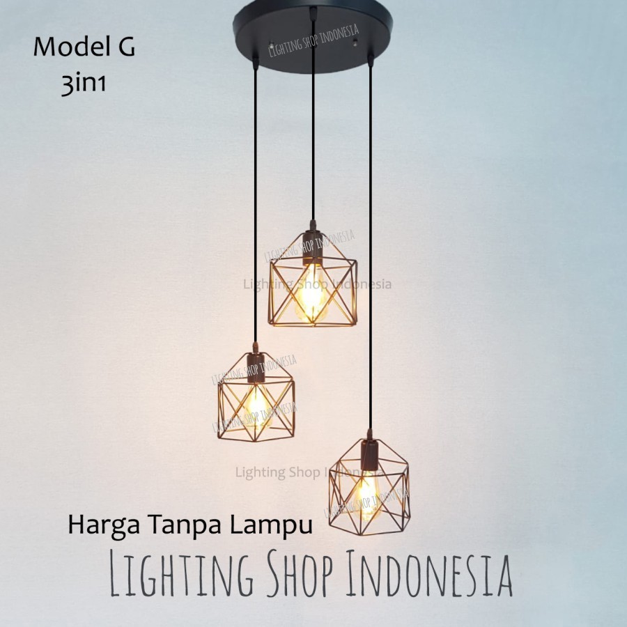 Jual LAMPU GANTUNG 3IN1 DAPET 1SET 3LAMPU HIAS MINIMALIS KOP BULAT KOP ...