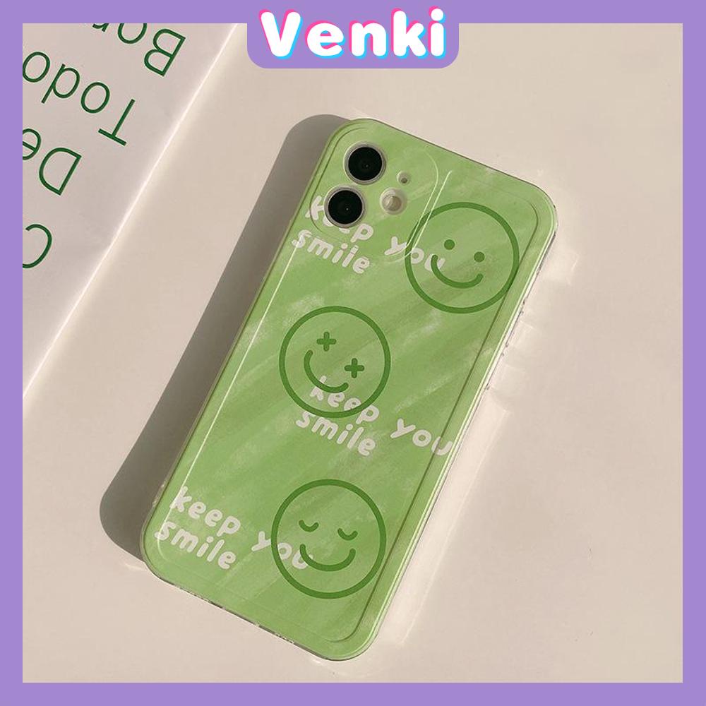 Casing Silikon iPhone 13 Pro Max 12 Pro Max 11 7 Plus Shockproof Aksen Smiley Warna Hijau