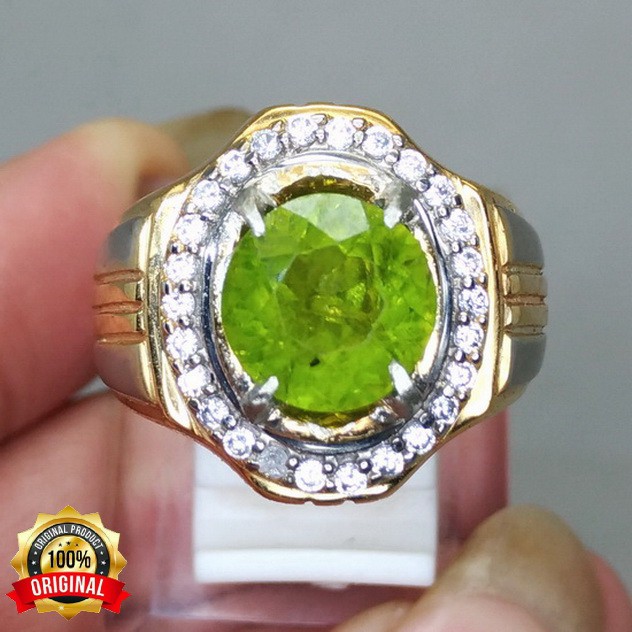 Cincin Batu Akik Natural Peridot Hijau Original