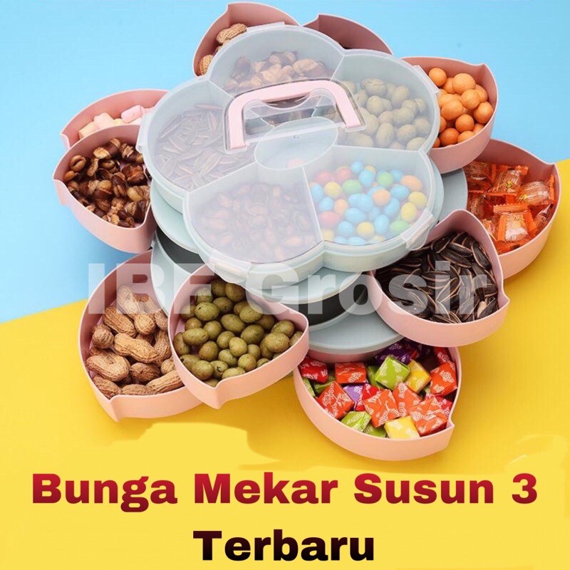 Toples Bunga Mekar 3 2 1 Susun Terlaris Toples Kue Lebaran Natal Terbaik Serbaguna Simple Berkualita