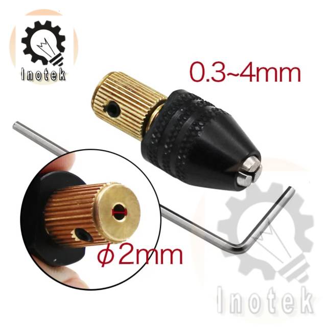 Mini Chuck Keyless Koneksi ke Shaft 2mm