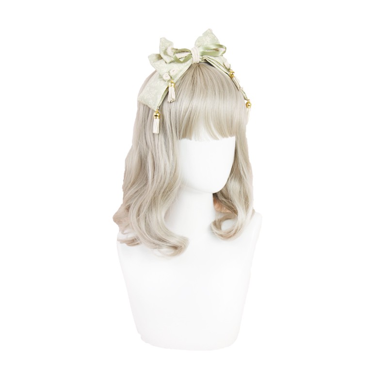 LOL-135 wig rambut palsu daily lolita korea jepang kpop cosplay pastel gray linen pendek bob