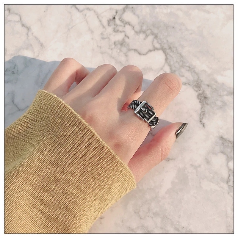 [Vintage Simple Metal Punk Belt Buckle Open Rings For Women And Men] [Ladies Gothic Party Finger Ring] [Popular Unisex Jewelry Gift]