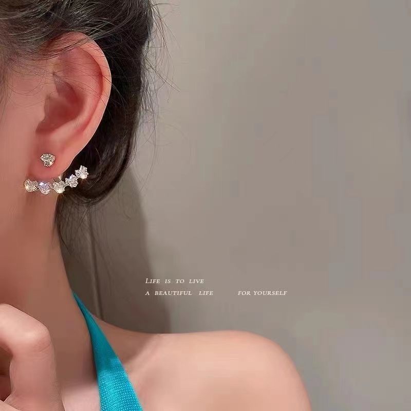 IFYOU Anting Tusuk Model Lengkung Hias Berlian Imitasi Warna Emas Untuk Wanita