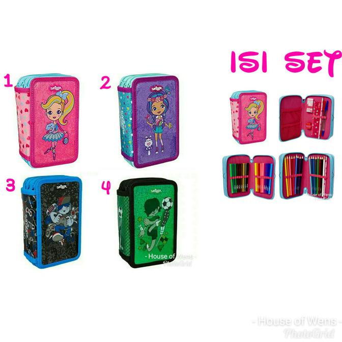 

SMIGGLE SQUAD TRIPLE PENCIL CASE KIT - TEMPAT PENSIL SET SMIGGLE