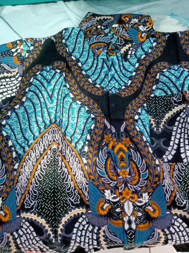 Murah Batik Kemeja Hem Pria Motif Kembang Gede Hitam Kemeja Seragam Pekalongan Alkhalis