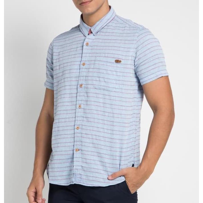 LOIS JEANS ORIGINAL - Kemeja Pria Lengan Pendek KL919 - Biru, L