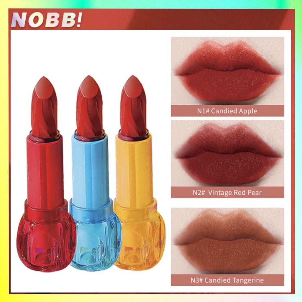 NOBB 3 PCS SET Lip Cream Velvet Lipstik WATERPROOF AND DURABLE NATURAL RED  NO007