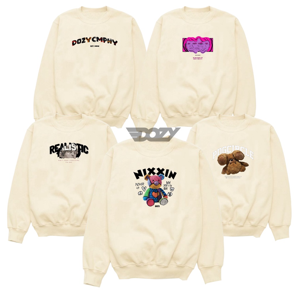 DOZY - CREWNECK SWEATER CREAM MOTIF