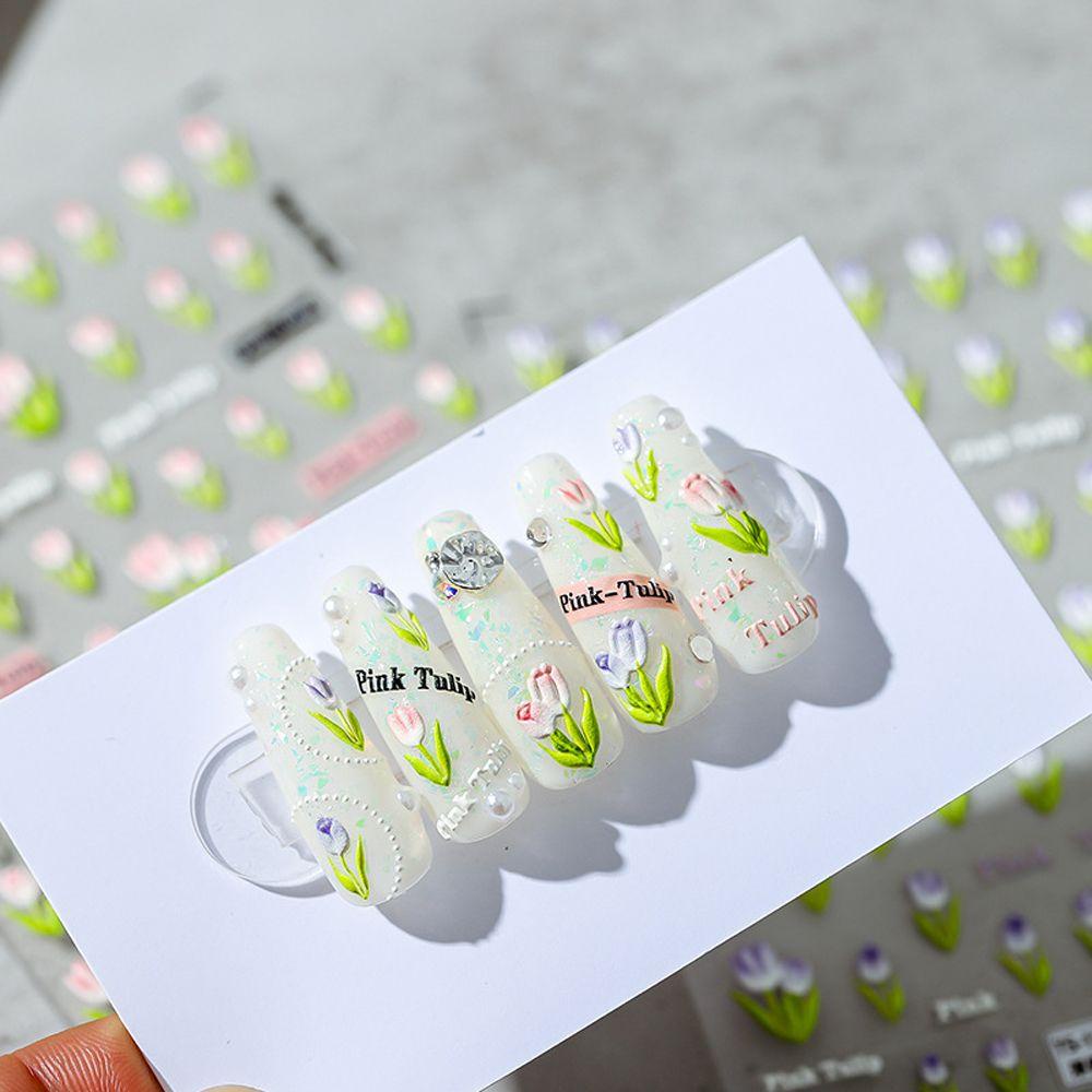 Mxbeauty Bunga Stiker Kuku Fashion Daun Alfabet Succulent Tanaman Self Adhesive Nail Art Dekorasi