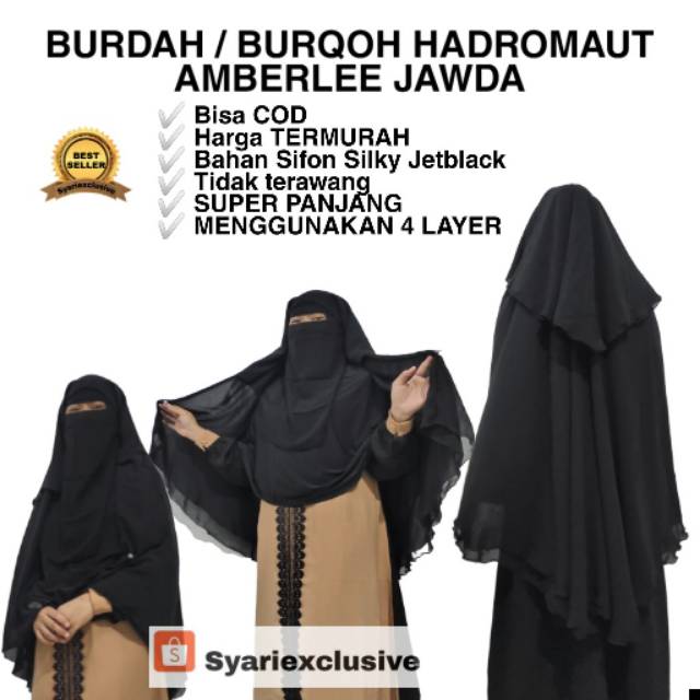 [TERMURAH] Niqab Cadar Niqob Burqoh Burqah Burdah Jumbo Yaman Hadramaut Kancing Sifon Silky