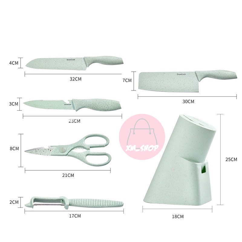 PISAU SET 6in1 KNIFE SET KITCHEN SET WARNA PASTEL