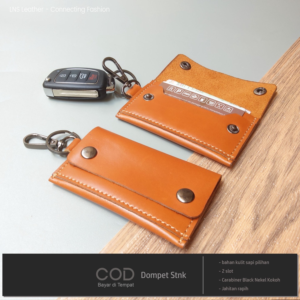 Key Wallet Dompet Stnk Mobil Dua Slot Kulit Asli