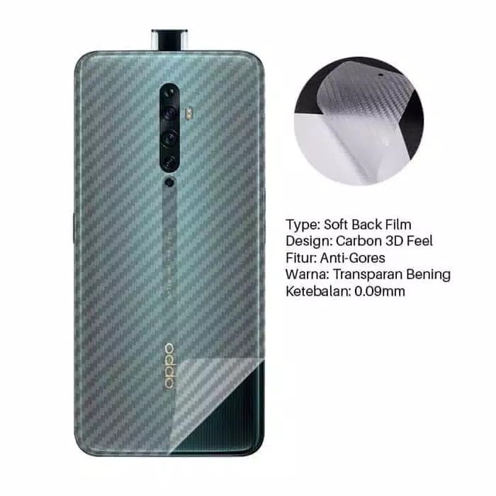 Garskin Carbon Oppo Reno 2 Anti Gores Belakang Skin Back Transparan Motif Putih