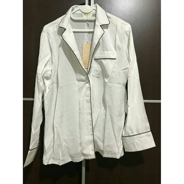 TERMURAH Kemeja Putih Piyama Style