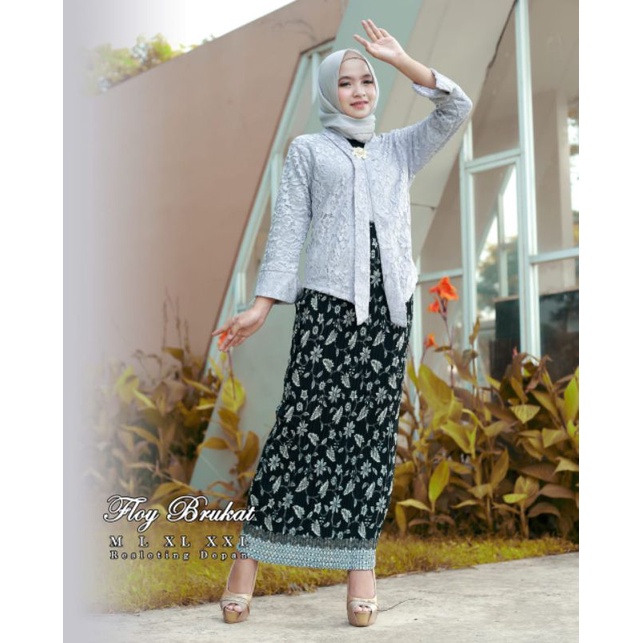 IndahKebaya | SET KEBAYA FLOY BROKAT MIX ROK PLISKET JUMBO / KEBAYA BUSUI FRIENDLY /KUTUBARU KARTINI