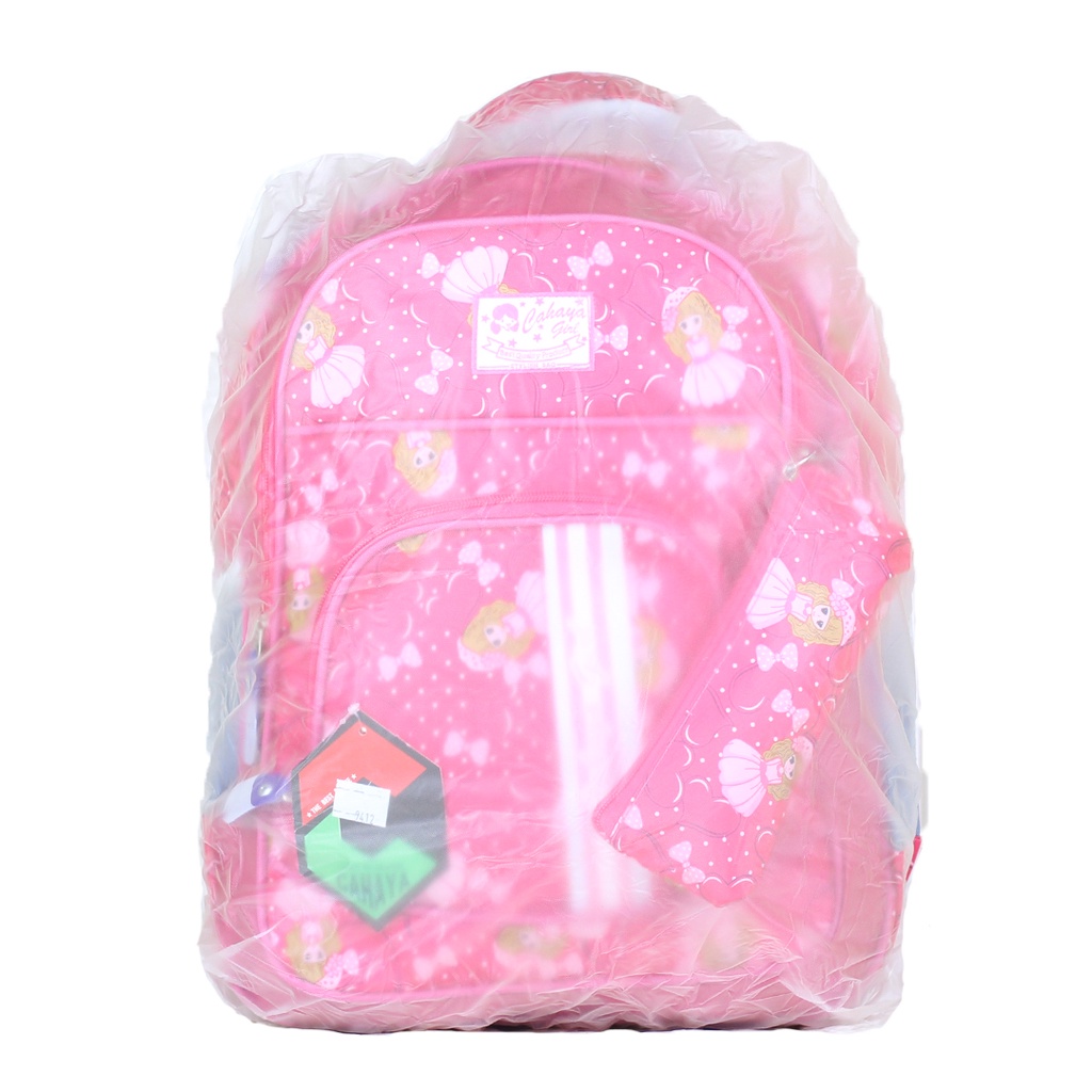 Tas Gendong Anak Sekolah TK SD Ransel Anak Perempuan Keren Cantik Gambar Karakter Kartun Pink Lucu