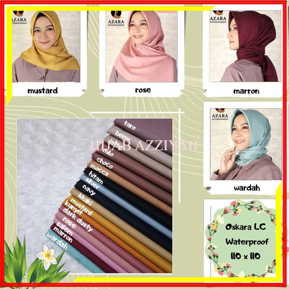 Grosir Hijab Jilbab Waterproof Anti Air Jilbab Segi Empat Azara Scarf Oskara LaserCut Oscara