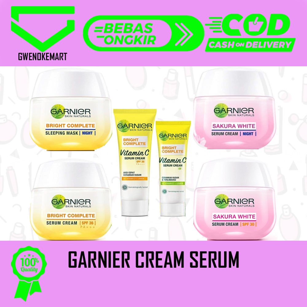 GARNIER LIGHT COMPLETE ALL SERUM CREAM ALL SIZE DAY CREAM NIGHT CREAM KRIM SIANG KRIM MALAM