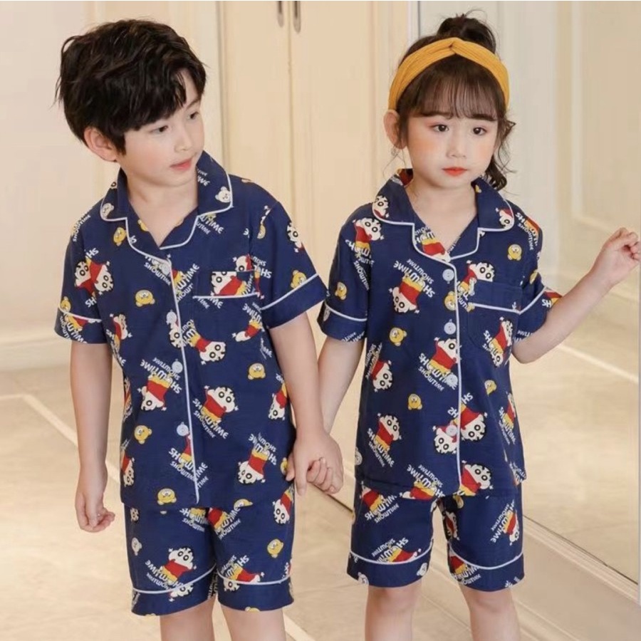 BAJU TIDUR ANAK UNISEX 12THN KATUN IMPORT SET CELANA PENDEK NEW ARRIVAL