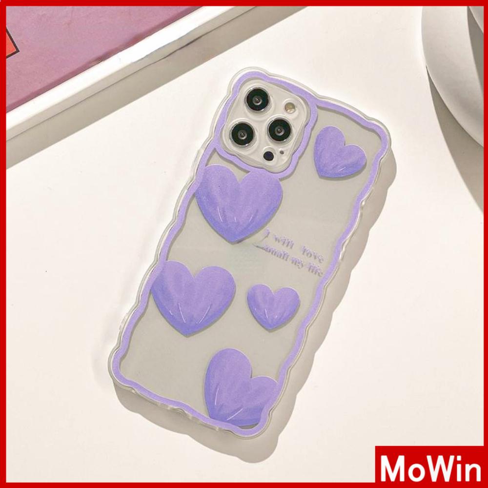 iPhone Case Silicone Soft Case Clear Case Wave Airbag Shockproof Camera Cover Protection Purple Heart Compatible For iPhone 11 iPhone 13 Pro Max iPhone 12 Pro Max iPhone 7 Plus xr