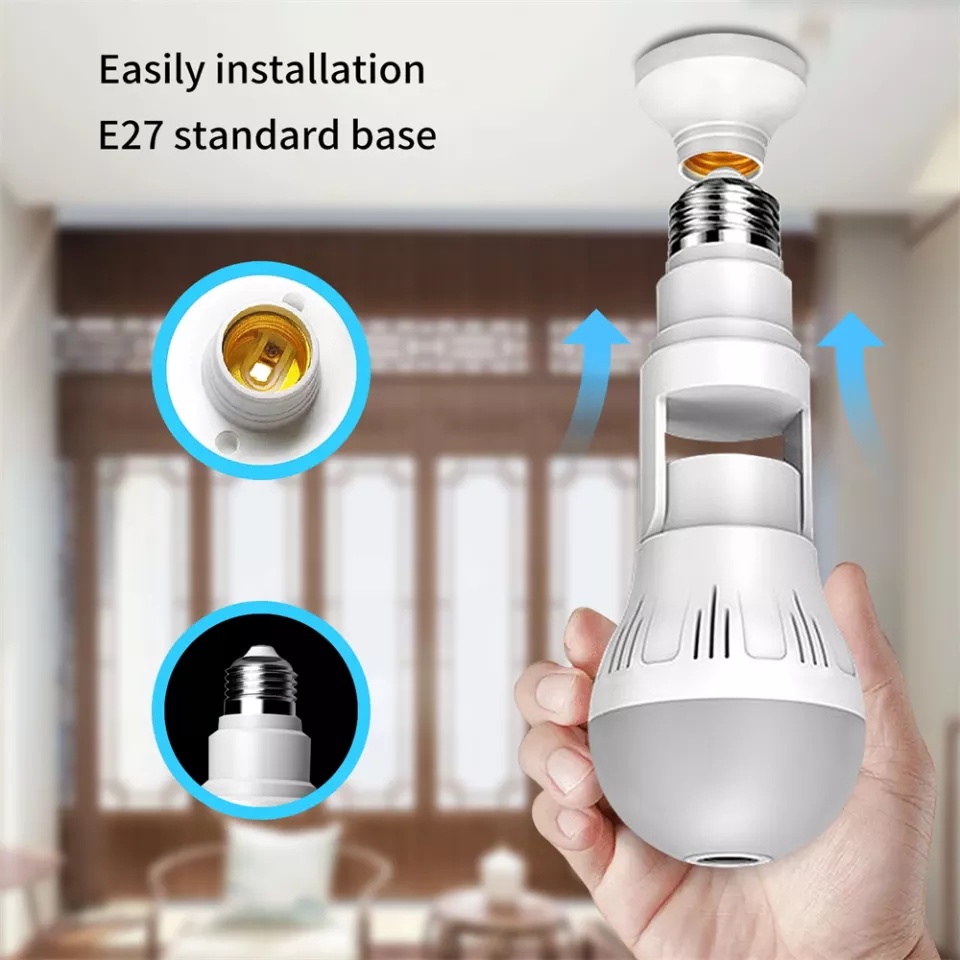 Kamera Bohlam Wifi Panoramic Cctv Lamp - Kamera Spy Cctv Lamp