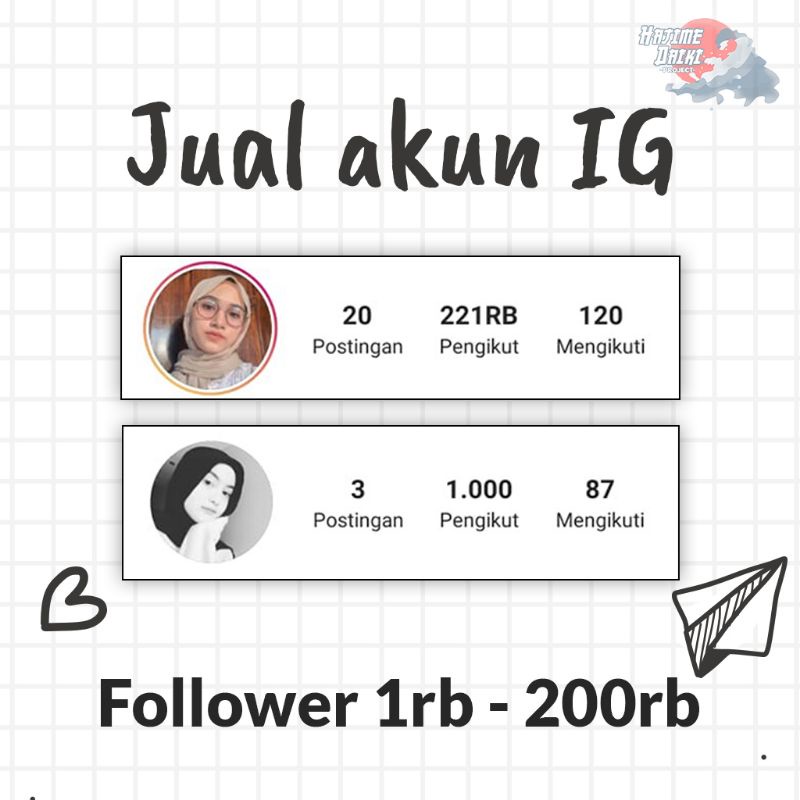Jual akun IG  500 -  1rb - 200rb Followers Indonesia Murah