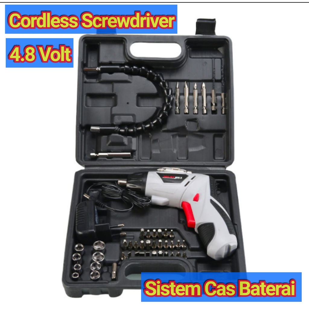 Electric Screwdriver Set 4.8Volt - Tenaga Kuat / Mesin Bor Obeng Listrik - Mesin Obeng Baterai Set