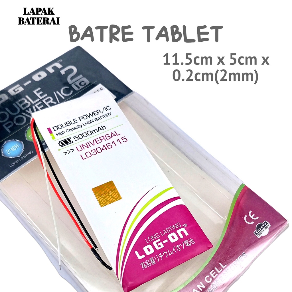 LOG - ON Baterai TABLET Universal LO3046115 3.7V 3 Kabel - batre TAB uni battery ORIGINAL