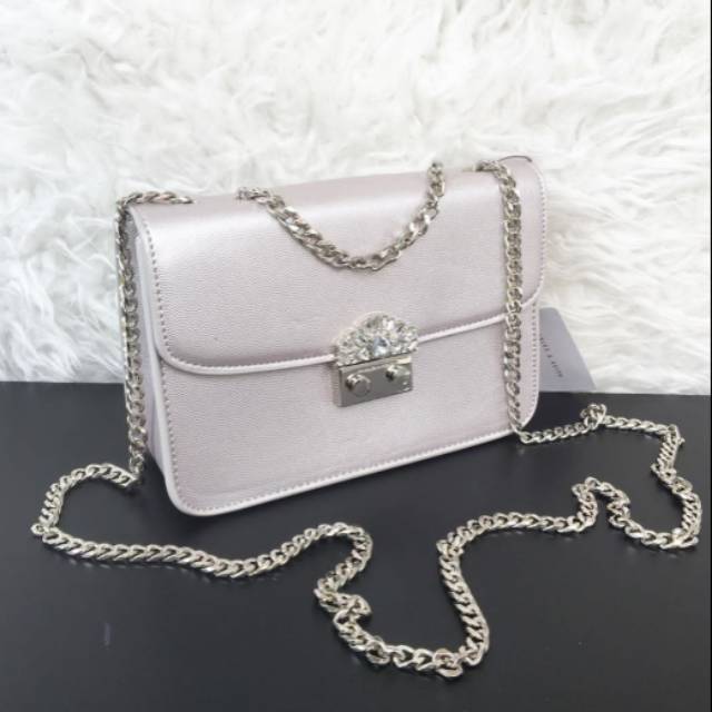Tas Wanita Charles & Keith LOCKPEARS DARK SILVER
