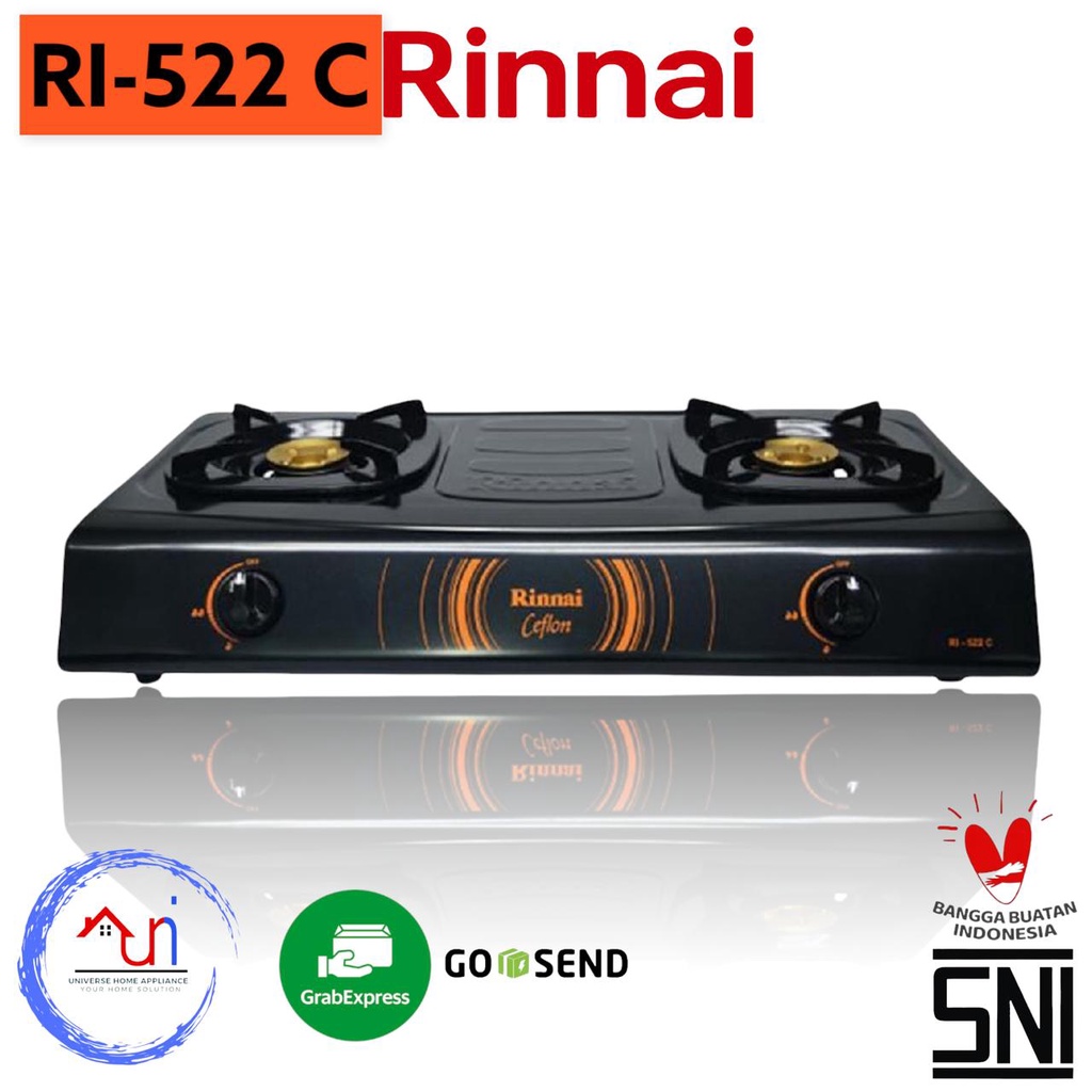 Kompor Gas Rinnai RI-522 C / Kompor Gas 2 Tungku RI-522 C/ Rinnai RI-522 C / RI 522C