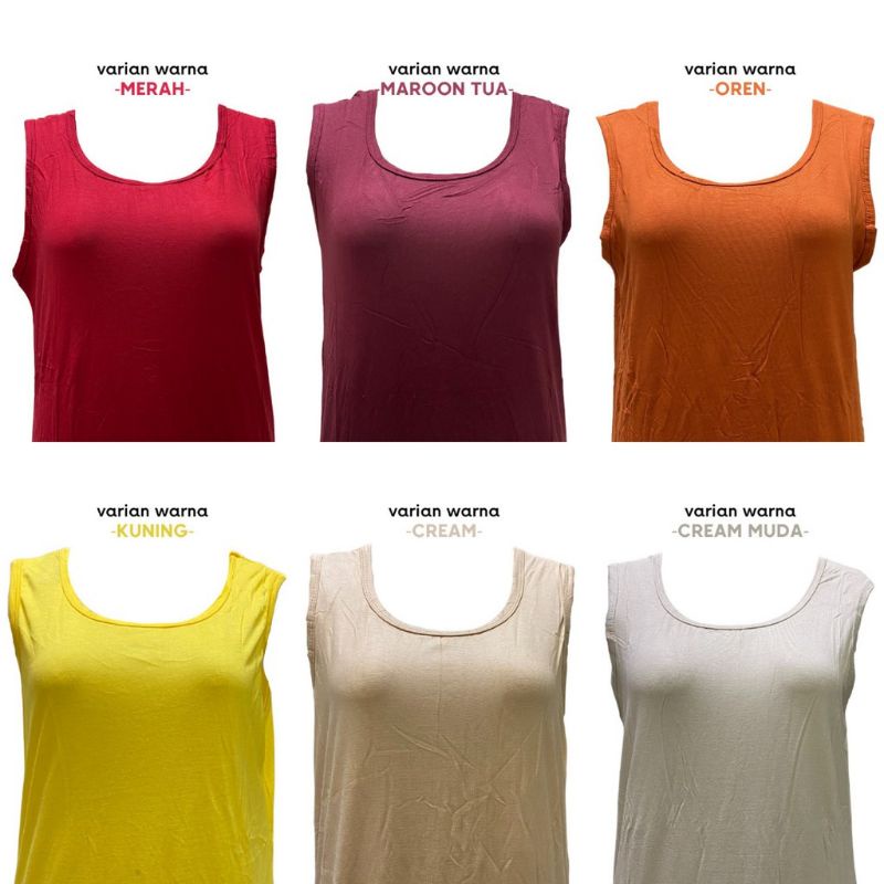 Long dress tanpa lengan polos jumbo .termurah/dlalamann