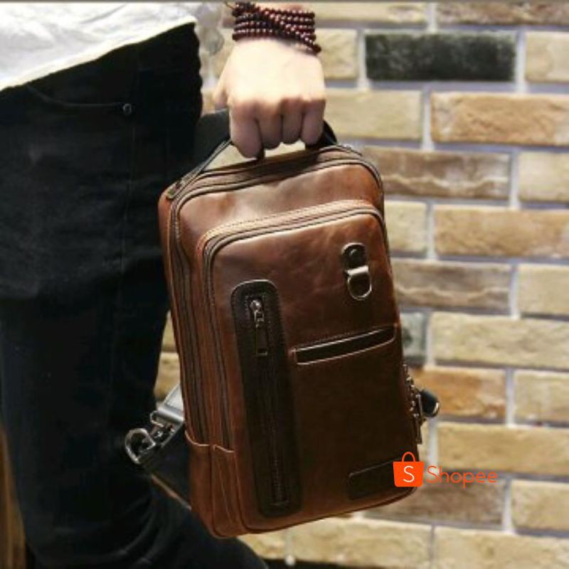 Tas Selempang Kulit Pria Sling Bag import