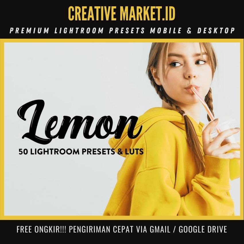 Pack 50 Lemon Yellow Lightroom Presets & LUTs - Creative Market.id-0