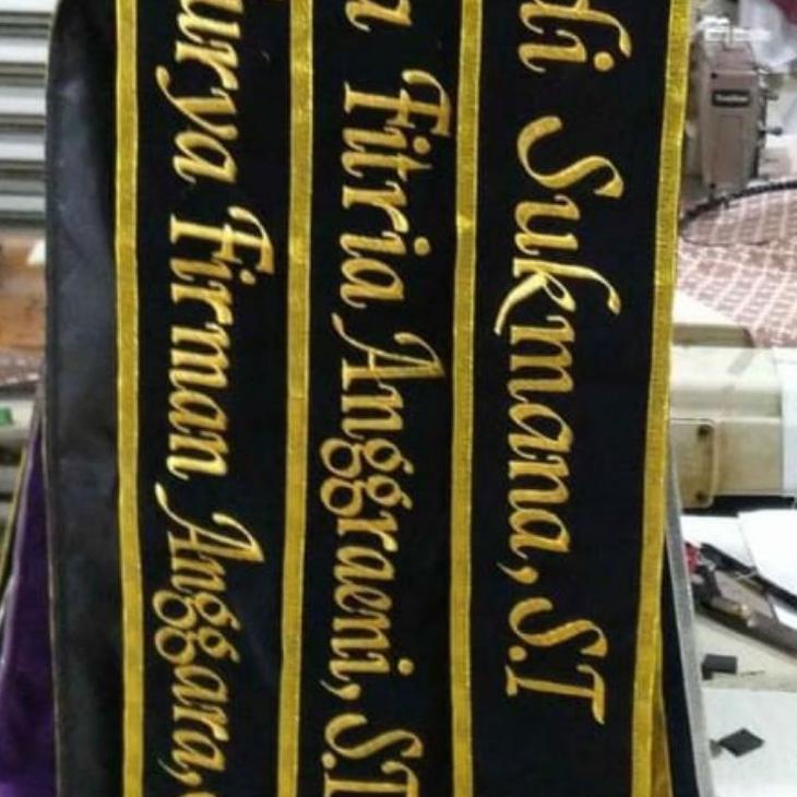 ♞ Selempang Wisuda Bordir Baltos Bandung Bahan Beludru EXPRESS, CEPAT,KILAT, Aksesoris wisuda ●