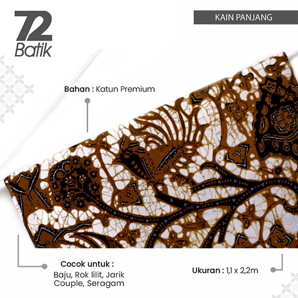 KAIN BATIK PREMIUM Bahan Katun Motif Wajyu Temurun Warna Coklat Cokelat Choklat Jogja 727663 CAP 72 - Jarik Jarit Samping Kebat Panjang Batik Katun Modern Premium Bahan Seragam Batik Pernikahan Kantor Keluarga Murah Kamen Jadi Batik Bali Lembaran