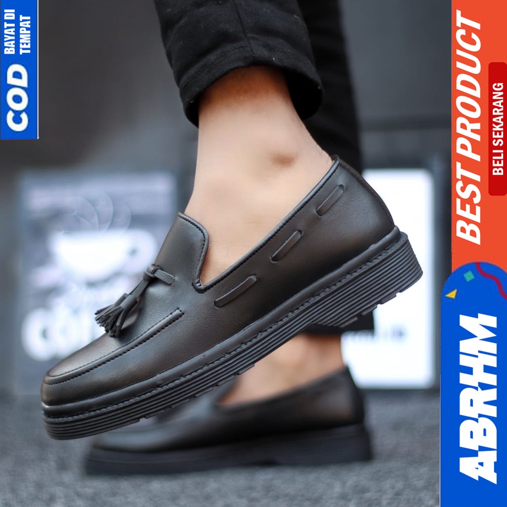 Sepatu Formal Docmart Pantofel Kerja Hitam Pria Abrhm Lulja