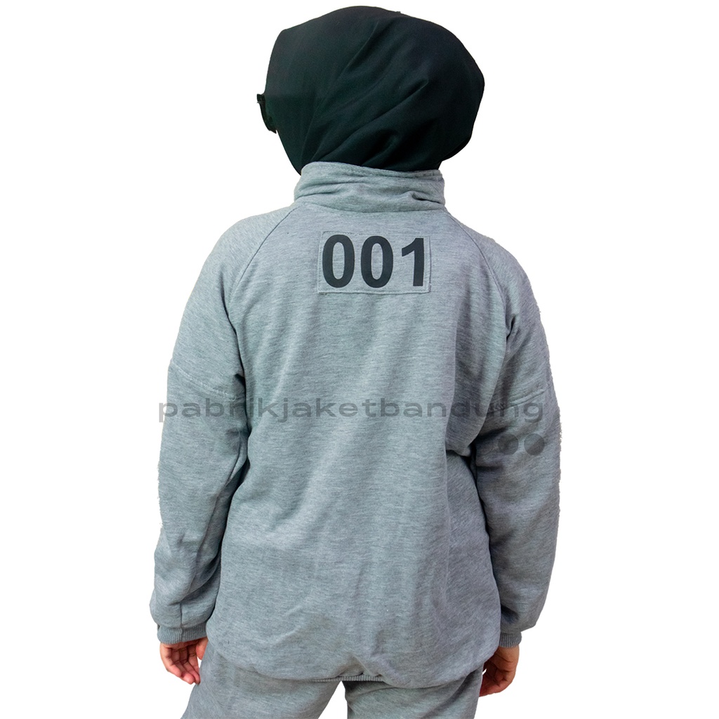 SQUID GAME SETELAN JAKET &amp; CELANA TERMURAH GREY II JAKET KOREA II JAKET OLAHRAGA II SETELAN ANAK