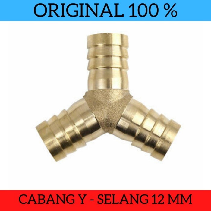 Cabang 3 Way Y Bahan Kuningan Ukuran Selang 12mm 1/2in Brass Sambungan