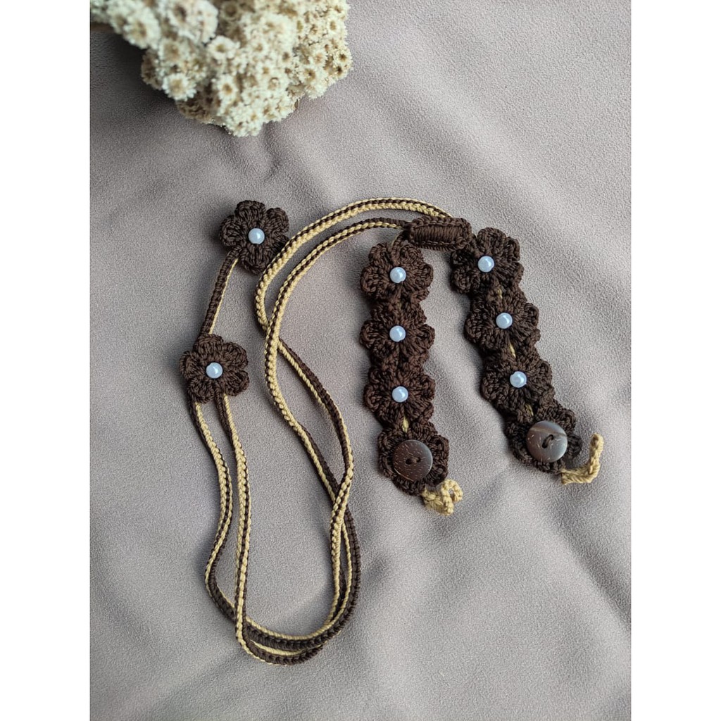 Strap Konektor Rajut 2 in 1 Mutiara | Konektor Masker