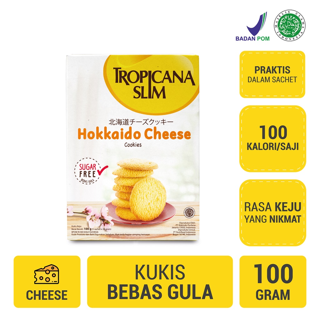 

Tropicana Slim Hokkaido Cheese Cookies (5 Sch) - Snack Bebas Gula, 100 Kalori