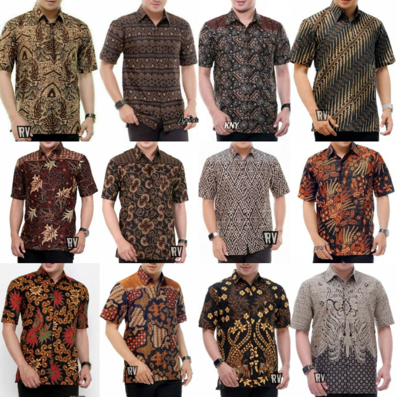 Risna Batik HRB026 Kenongo Hem Kemeja Batik Pria Lengan Pendek Katun