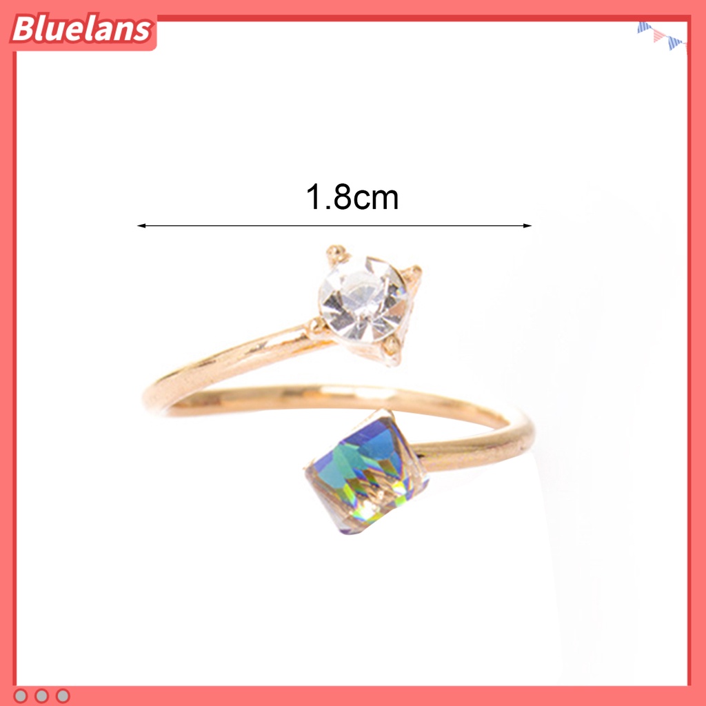 Bluelans Ring Fade Resistant Multicolor Rhinestone Alloy Adjustable Finger Rings