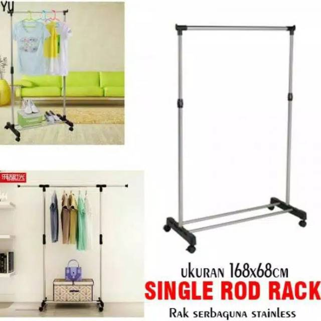  RAK  SERBAGUNA GANTUNGAN  BAJU  STAINLESS  SINGLE ROD RACK 