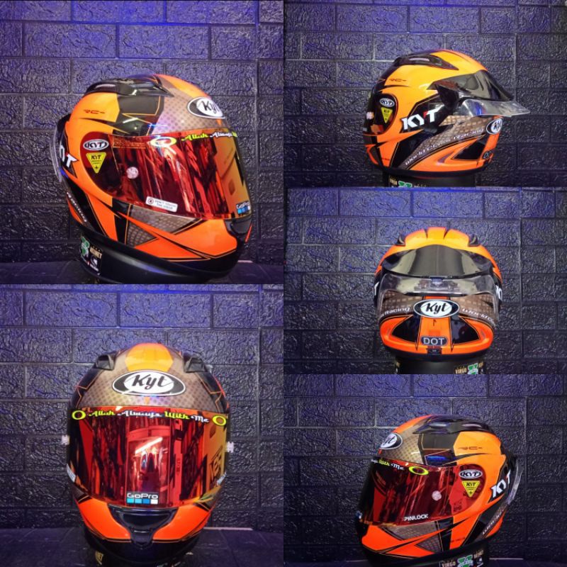 KYT HELM RC7#18 BLACK ORANGE PAKET KOMPLIT TERMURAH SNI DOT
