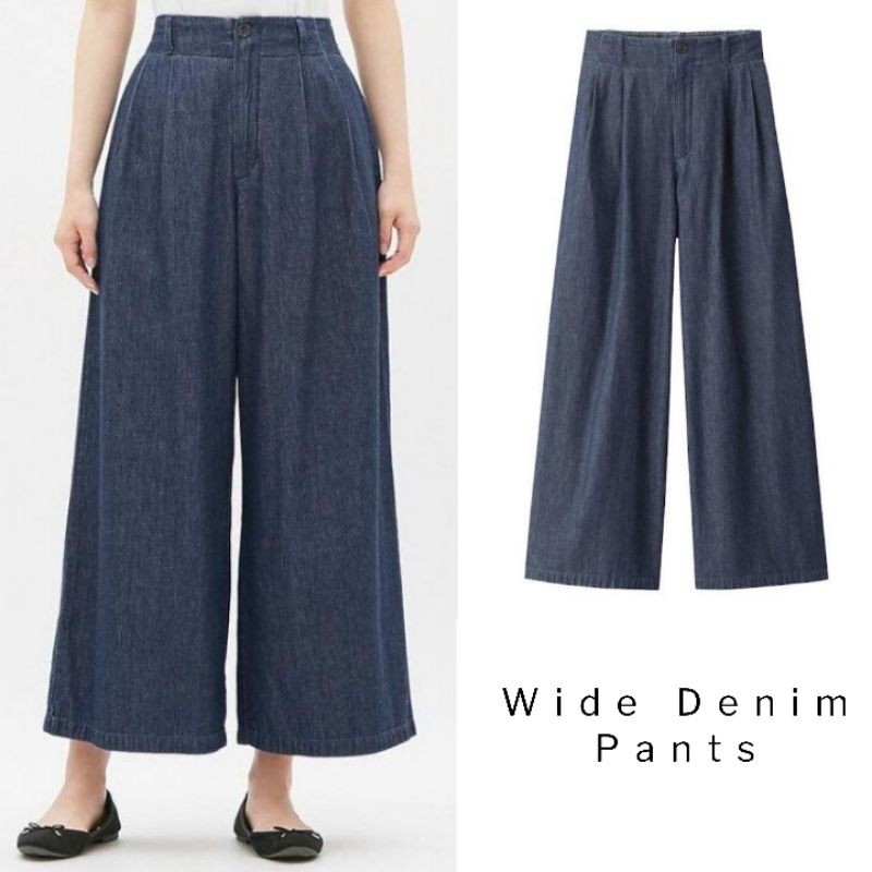 GU by UNIQLO- Wide Denim Pants | Celana Kulot HIGHWAIST Denim Jeans