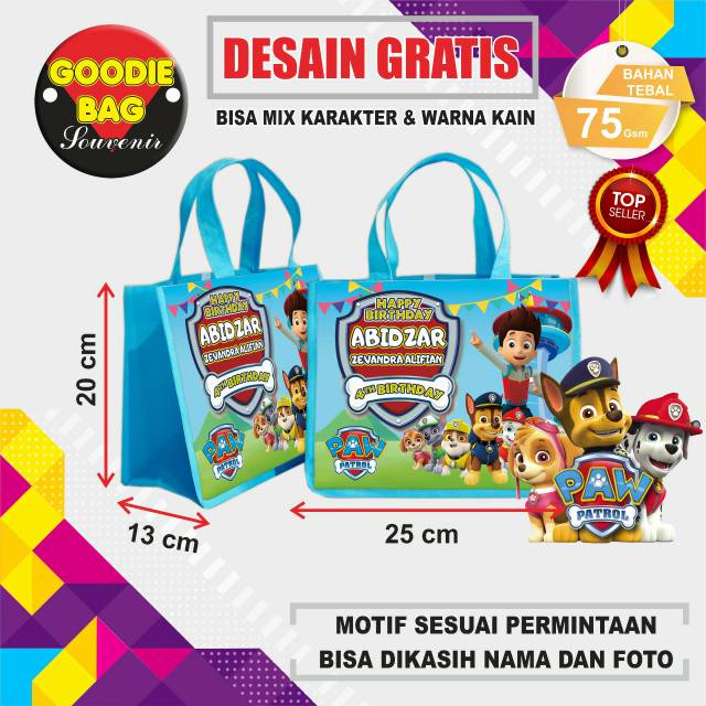 

Tas Ultah / tas ulang tahun / goodie bag / goodie bag souvenir / tas souvenir